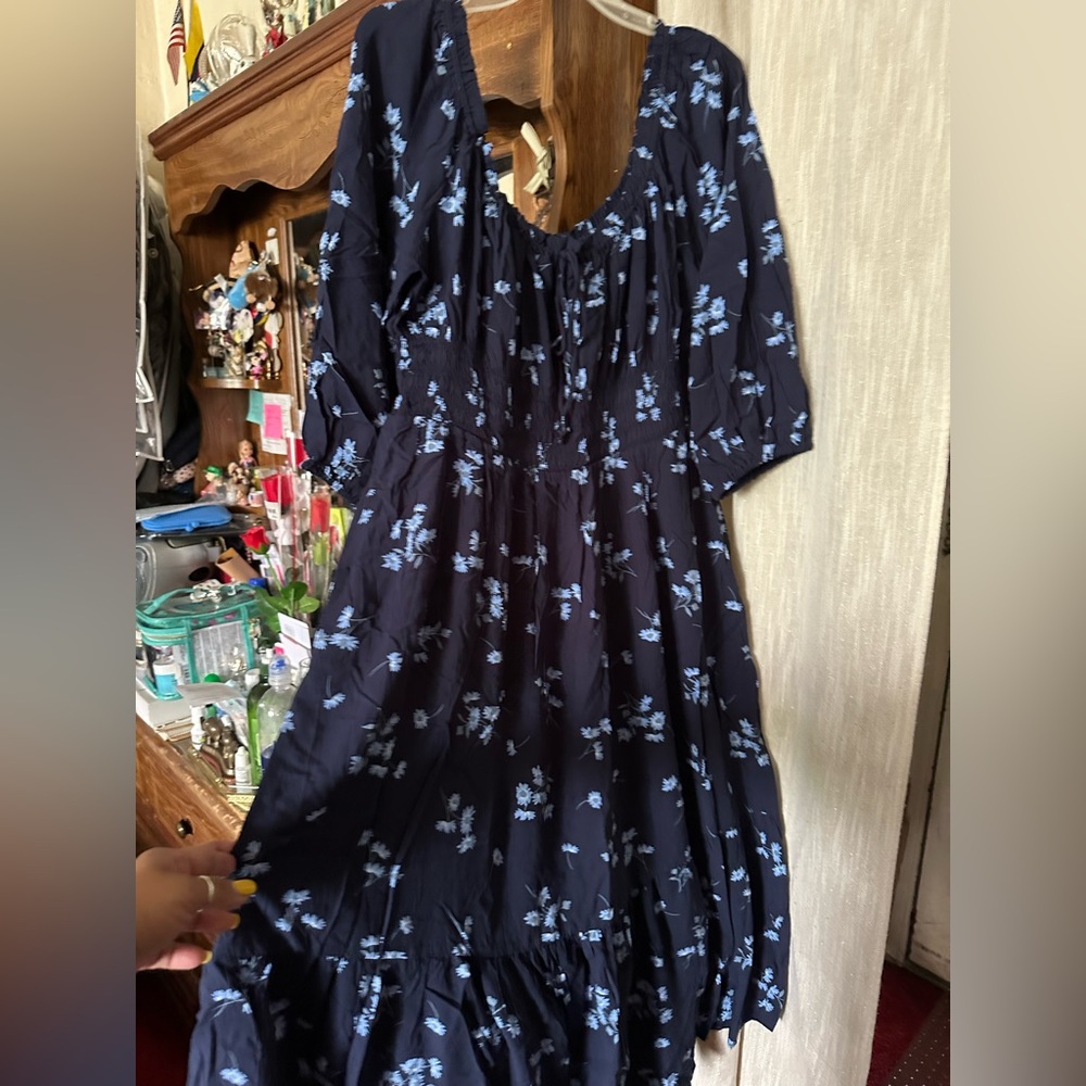 NWT Smocked Squareneck Midi Dress
